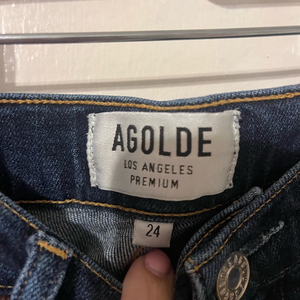 Agolde Dark Blue High-Rise Skinny Jeans - Picture 4 of 10